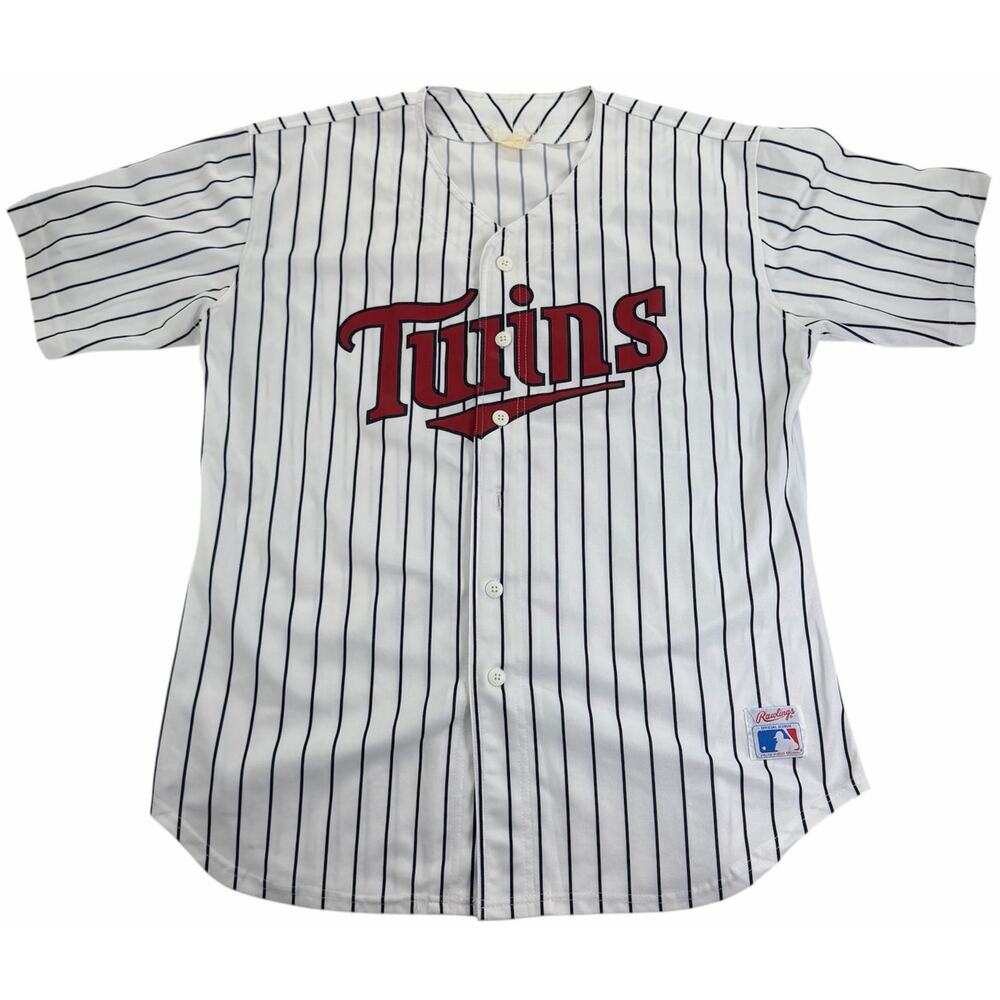 Vintage 90s Minnesota Twins Jersey Pin Striped Authentic Rawlings Mens Large MLB